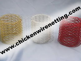 Chicken Wire Basket Coated in Brass, Silver and Red Coating Colors